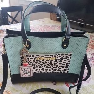 Betsey Johnson mint/cow print purse